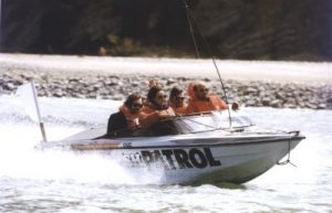 Radio equiped Patrol jetboat used in The AB Equipment 1997 World Jet Boat River Racing Championship